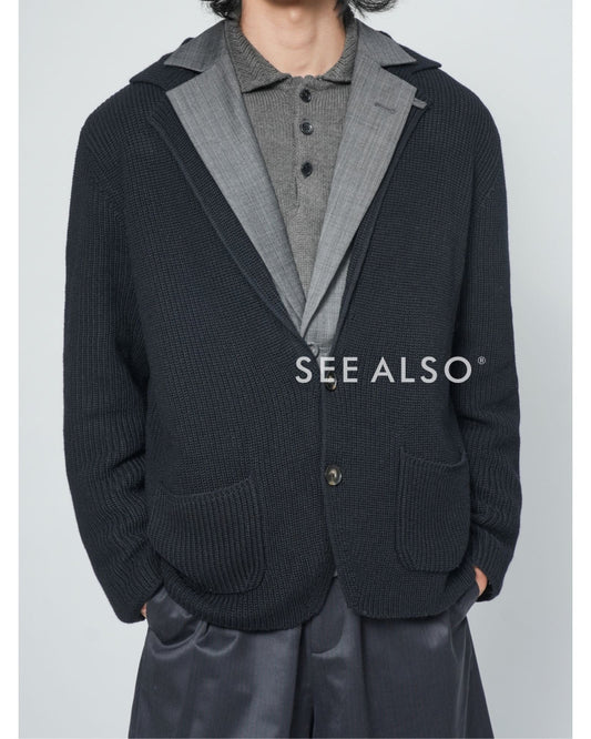 "Limited Edition for Fashion Week Shows" Green fruit collar wool single-breasted lapel cardigan Taoist robe sweater