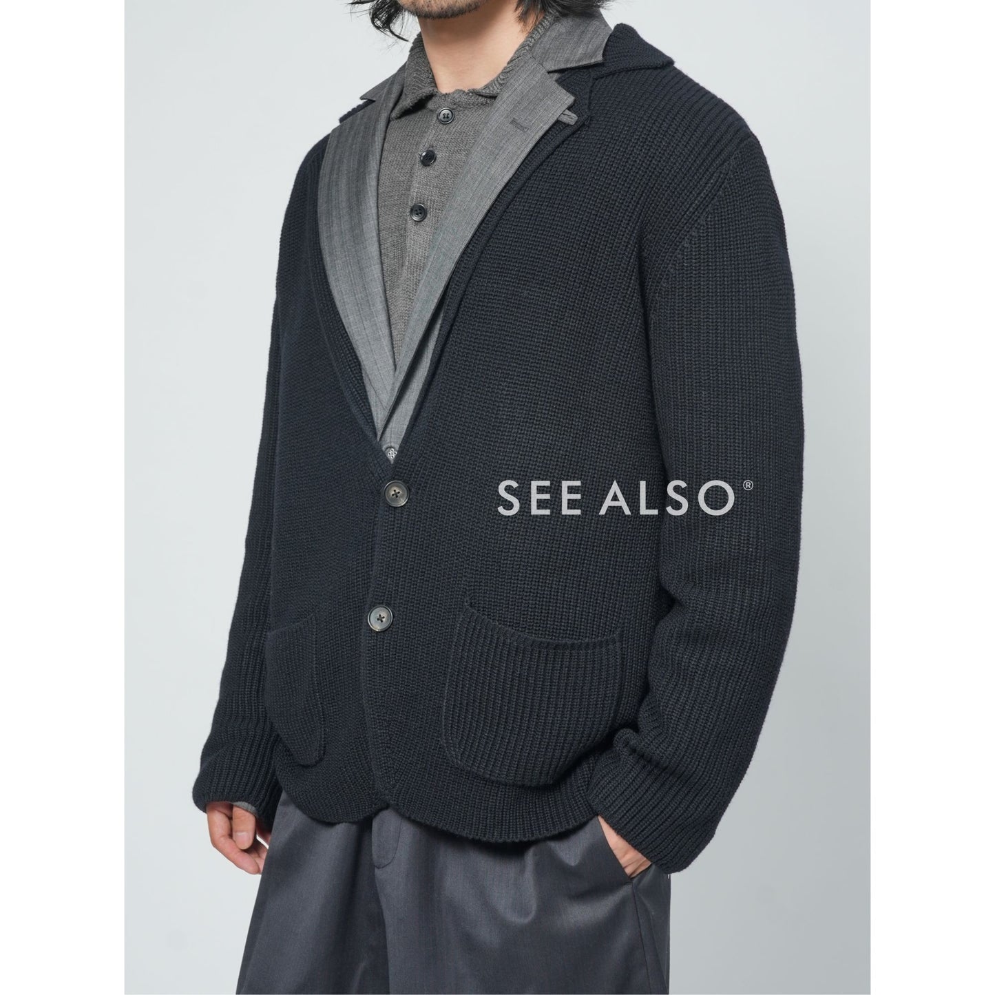 "Limited Edition for Fashion Week Shows" Green fruit collar wool single-breasted lapel cardigan Taoist robe sweater