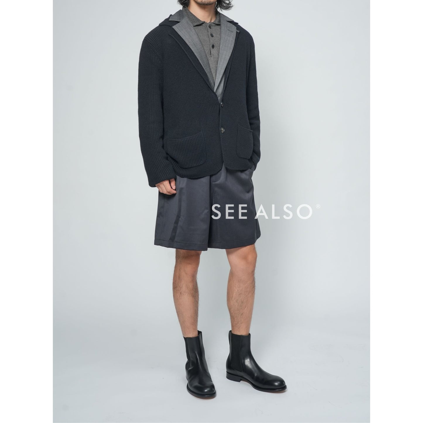 "Limited Edition for Fashion Week Shows" Green fruit collar wool single-breasted lapel cardigan Taoist robe sweater