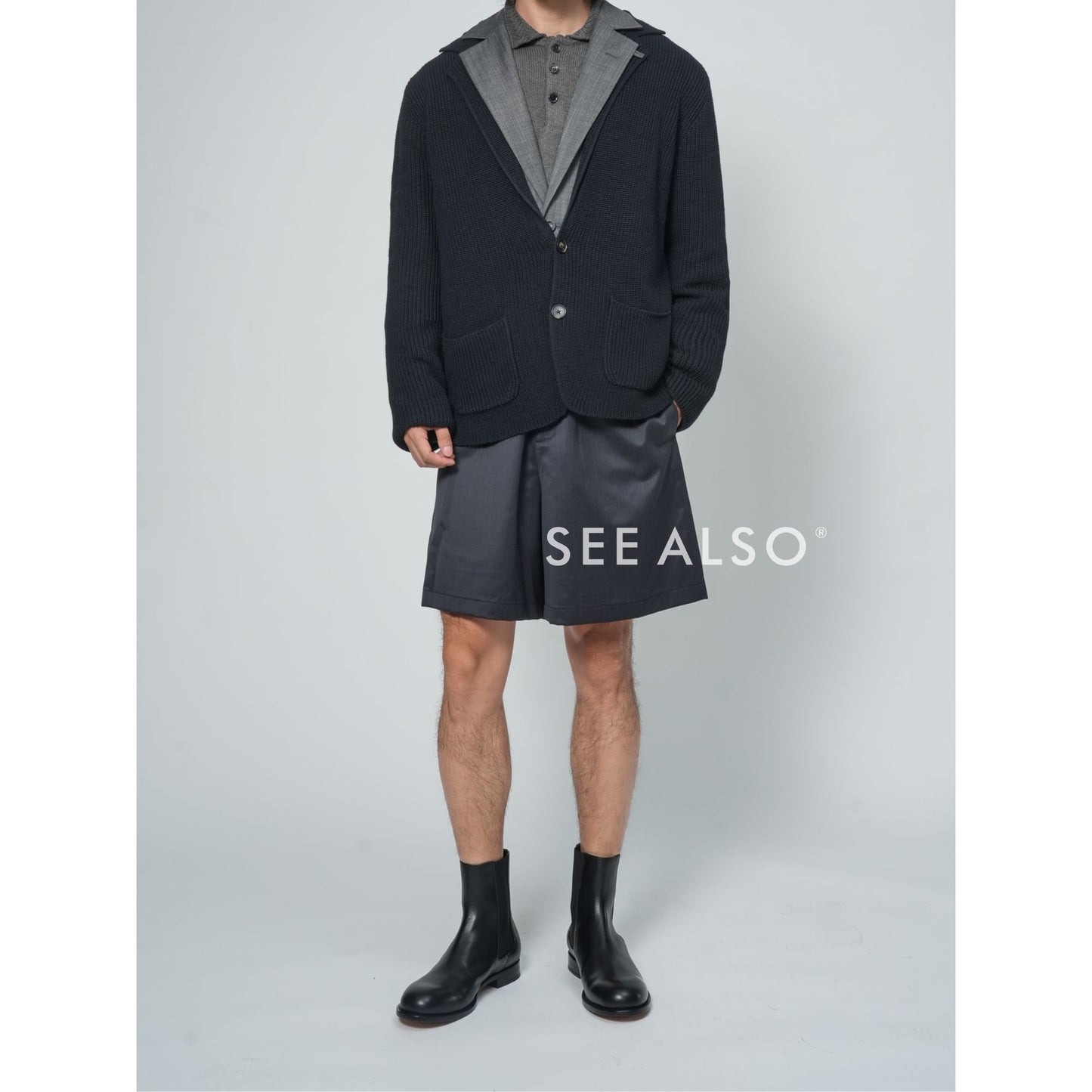 "Limited Edition for Fashion Week Shows" Green fruit collar wool single-breasted lapel cardigan Taoist robe sweater