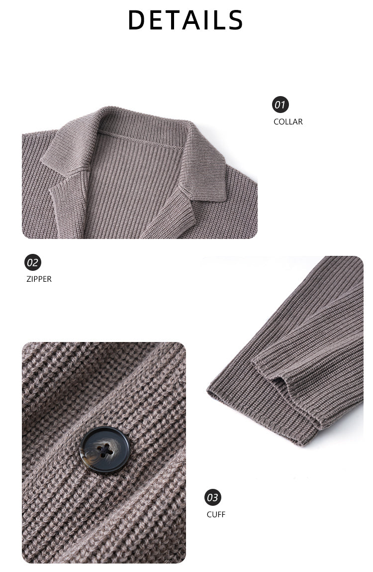 "Limited Edition for Fashion Week Shows" Green fruit collar wool single-breasted lapel cardigan Taoist robe sweater