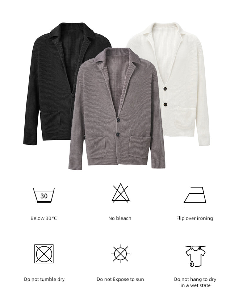 "Limited Edition for Fashion Week Shows" Green fruit collar wool single-breasted lapel cardigan Taoist robe sweater