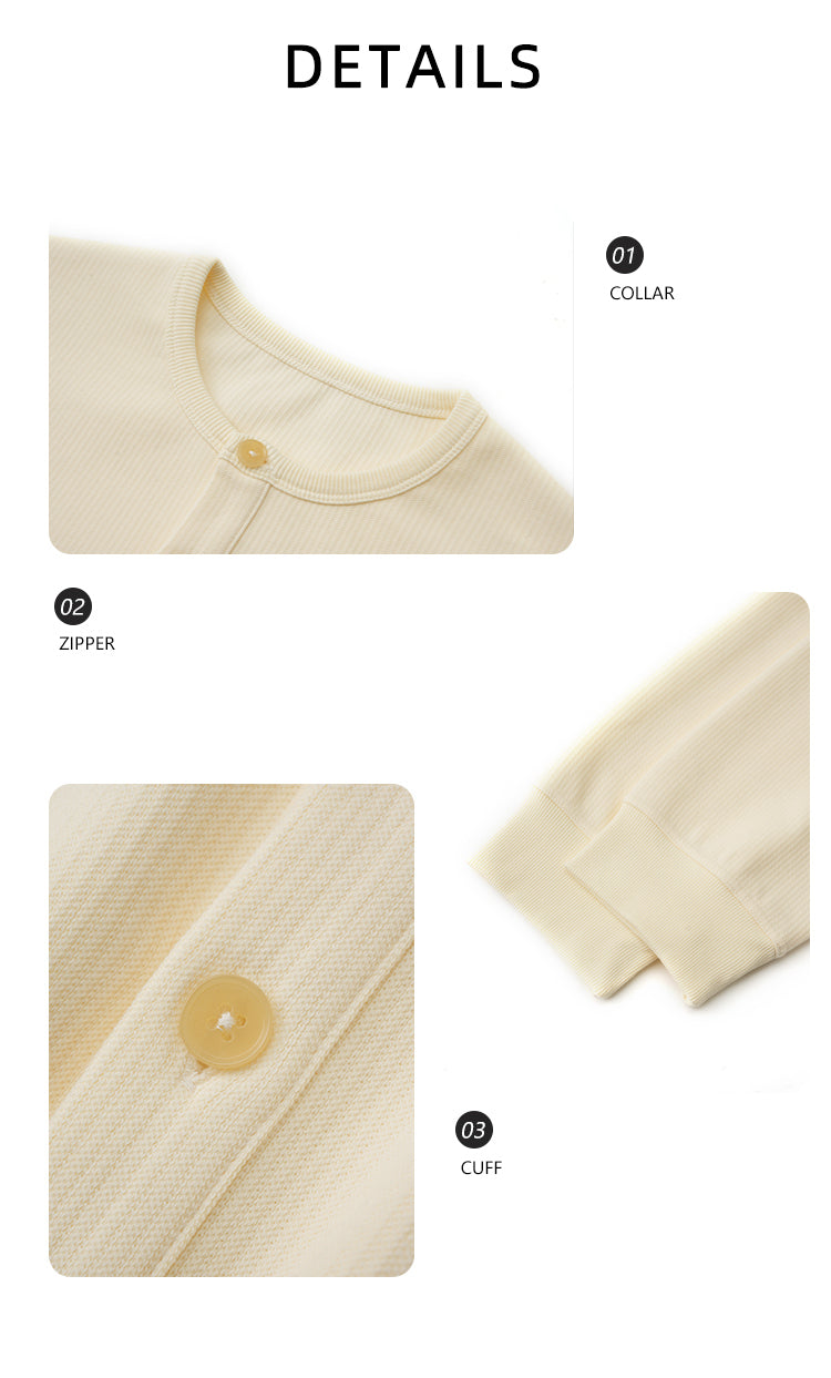 "Fashion Week Runway" Ultra-fine-spun combed cotton old-style long-sleeved Henry base T-shirt