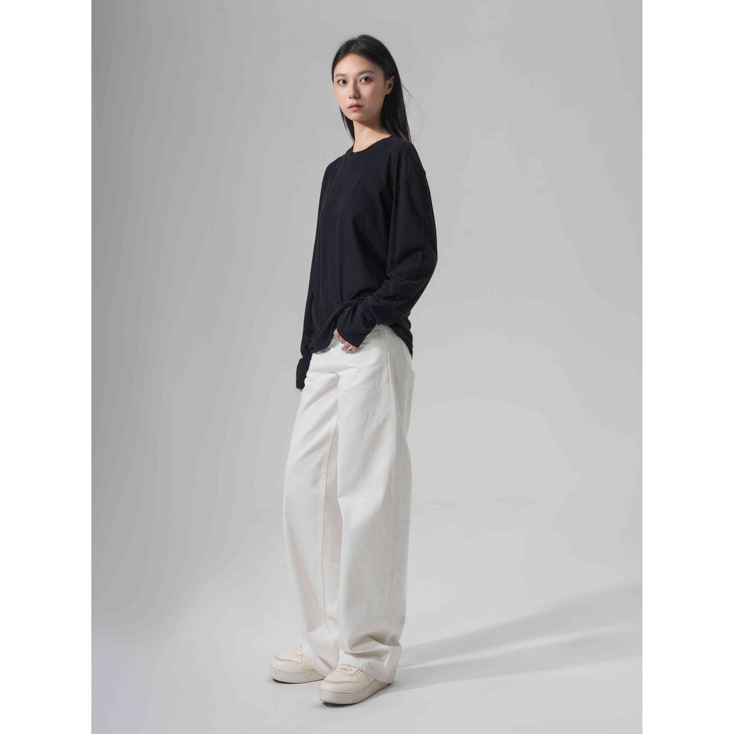 "Ultra-thin 0.01" Second-generation 95g ultra-fine spun long-staple cotton shrimp thread Basic long-sleeved mask T-shirt