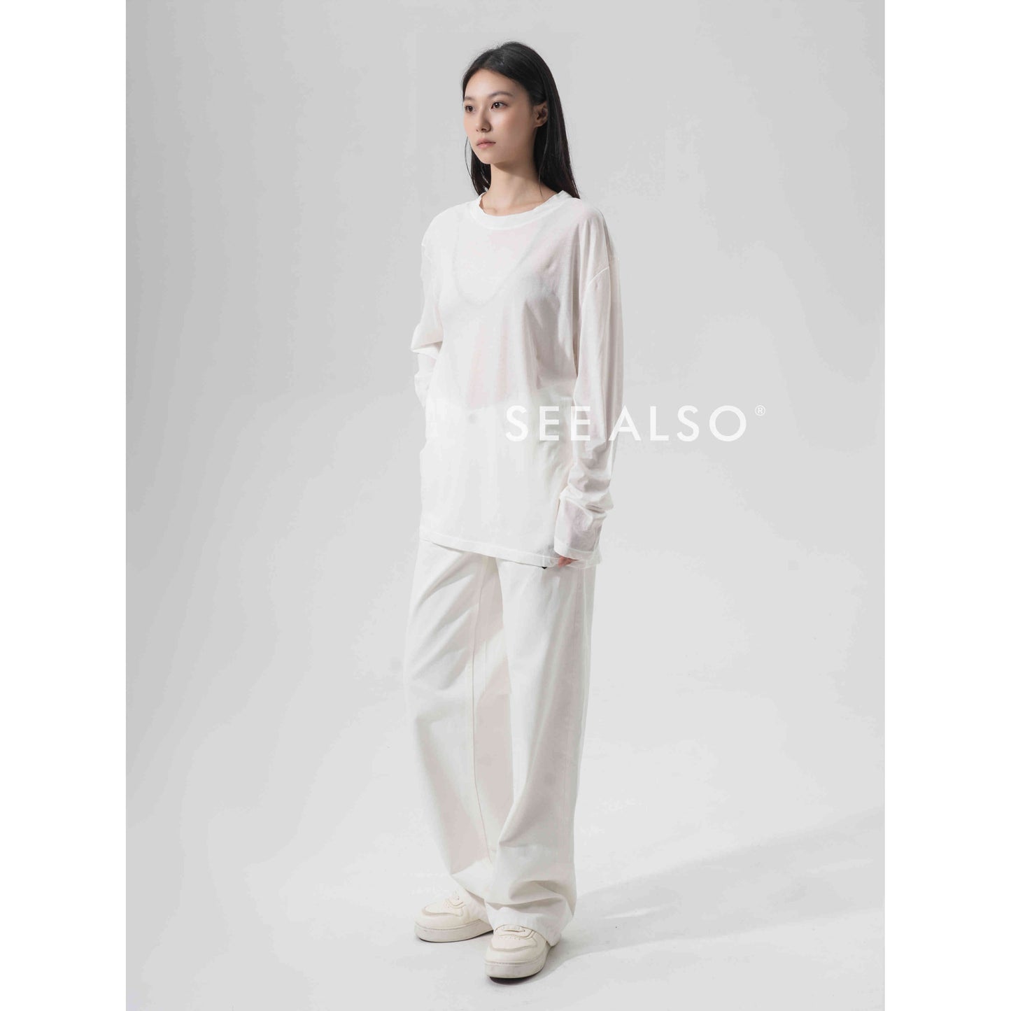 "Ultra-thin 0.01" Second-generation 95g ultra-fine spun long-staple cotton shrimp thread Basic long-sleeved mask T-shirt