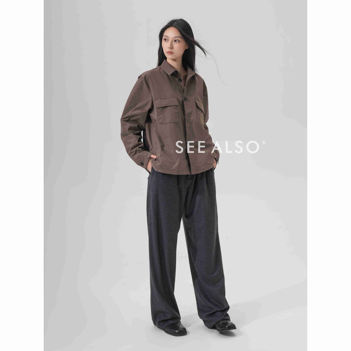 "Fashion Week Limited Edition" Double-pocket old money new rich style minimalist loose lapel work jacket