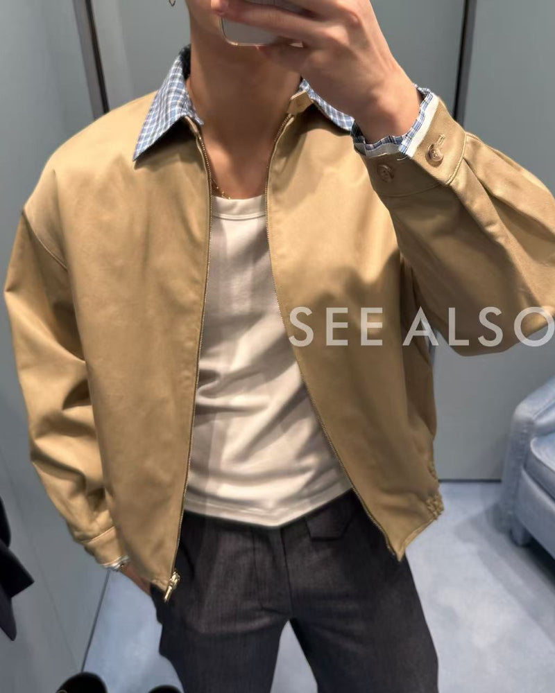 "Haute Couture miu Series" Harrington's new aristocratic lapel check shirt jacket