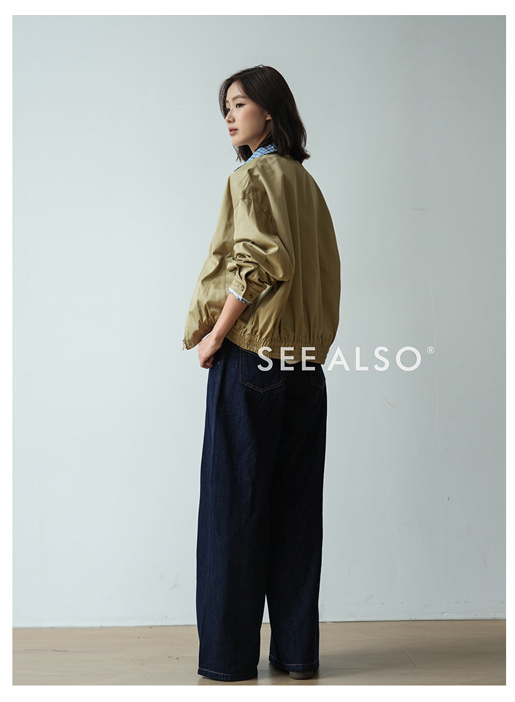 "Haute Couture miu Series" Harrington's new aristocratic lapel check shirt jacket