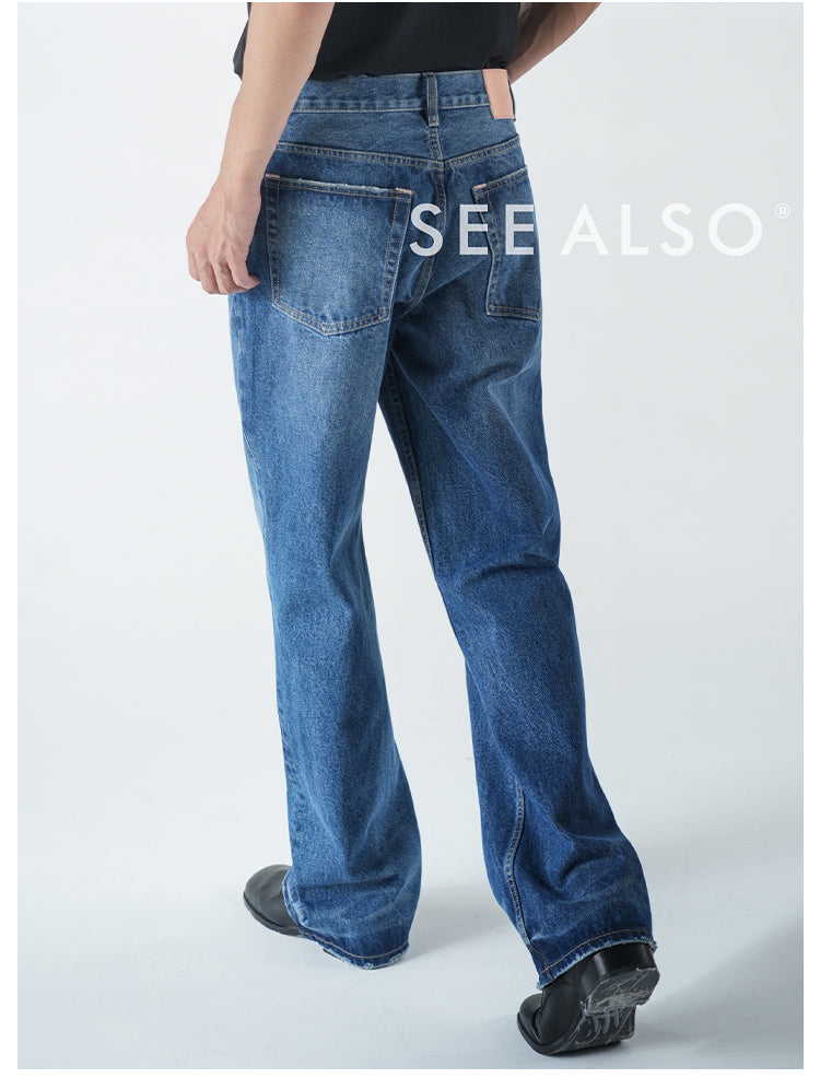 "25 Blue Bull King!" The new and trendy retro jeans are simply fitted with a small silhouette and are worn out by washing water